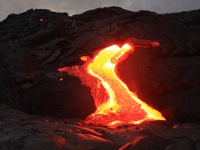 Lava flowing across the landscape
