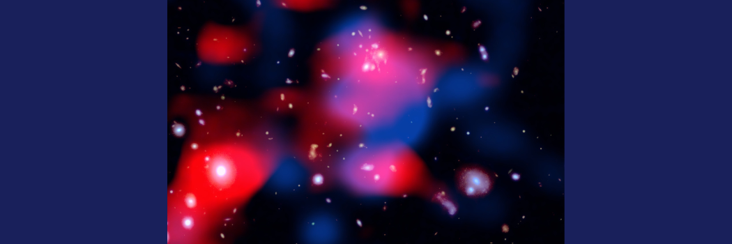 The mini-halo depicted in tones of pink and blue in a dark starry sky