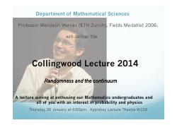 Poster for the 2014 Collingwood Lecture