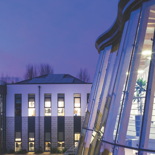 Business School at night