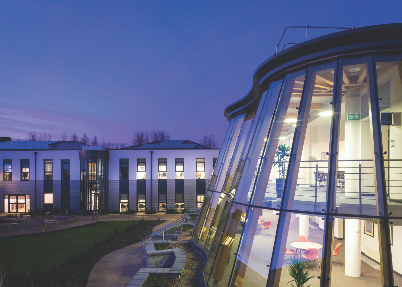 Business School at night