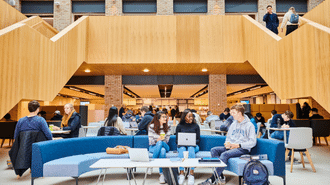 A group of students in a study area