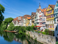 Houses along canal in Tubingen, Germany