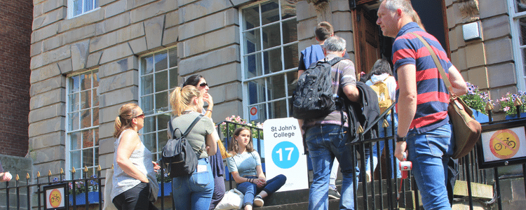 A group of students outside St John's College