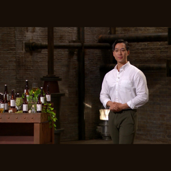 Impossibrew founder, Mark Wong, on the set of BBC's Dragons Den