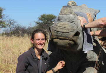 Melissa Dawson with a rhino