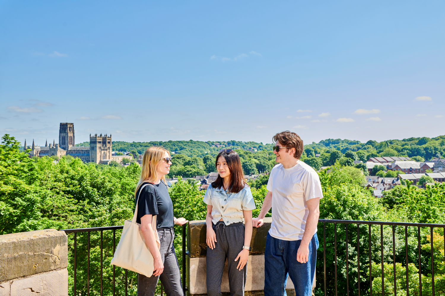 Students stood with the Cathedral in the background