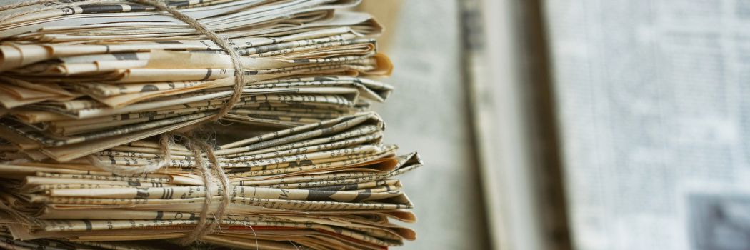 A bundle of old newspapers