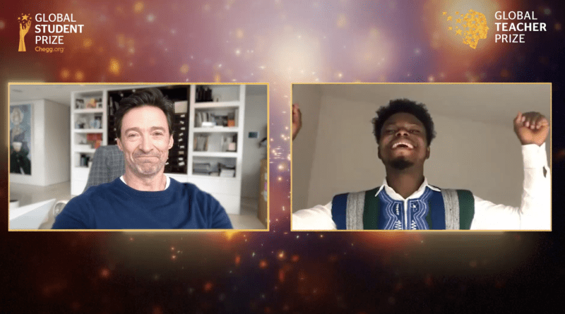 Jeremiah Thoronka and Hugh Jackman