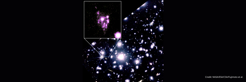 Near-infrared images taken by JWST of the galaxy cluster 