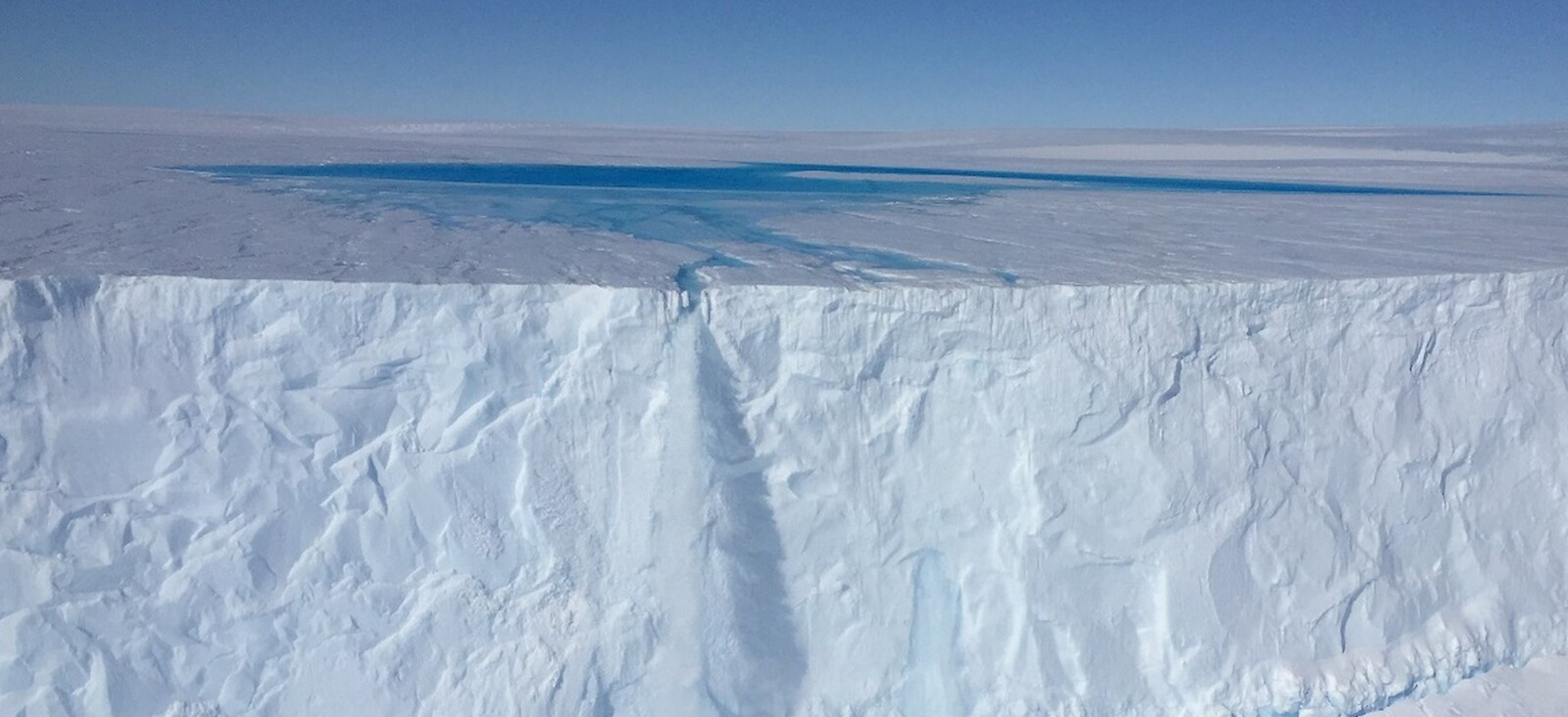 Image of a meltwater lake on the Sørsdal Glacier taken by Dave Lomas