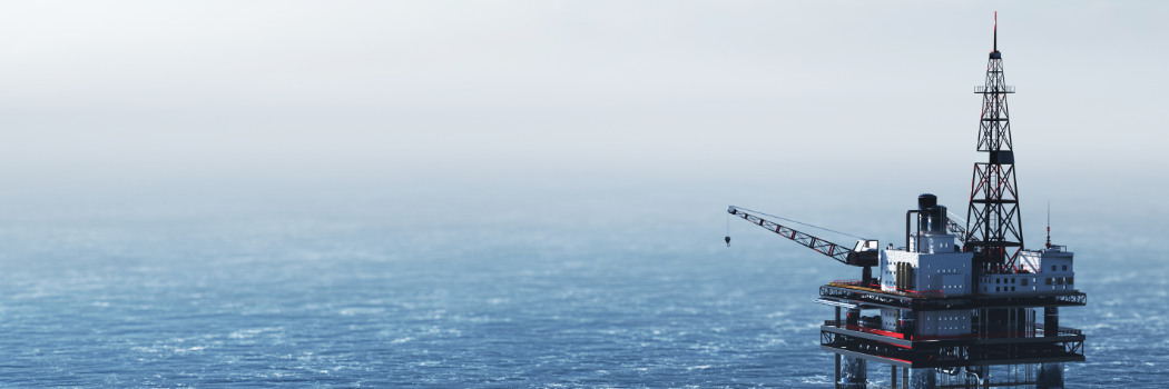 An image of an oil rig in the sea.