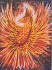Painting by Thetis Blacker of a phoenix rising from the ashes