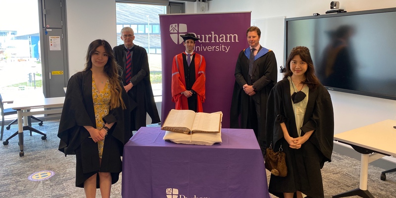 A Picture of Jeremy Cook, Tim Luckhurst, Steven Beckett, and 2 students at the Matriculation Signing