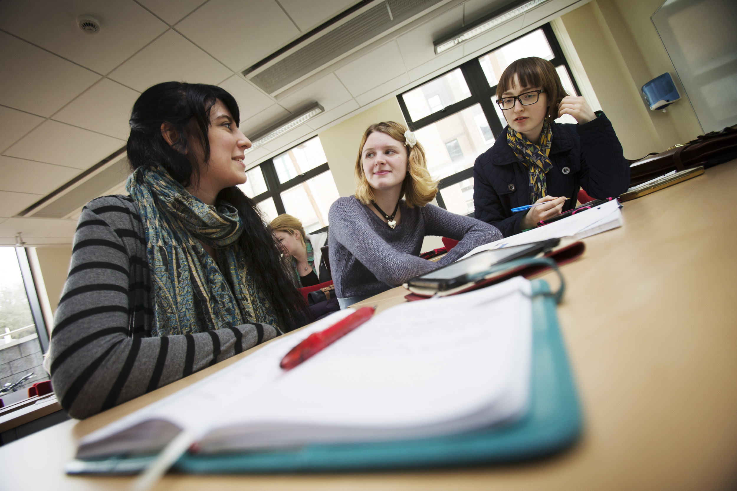 Students chatting during a seminar