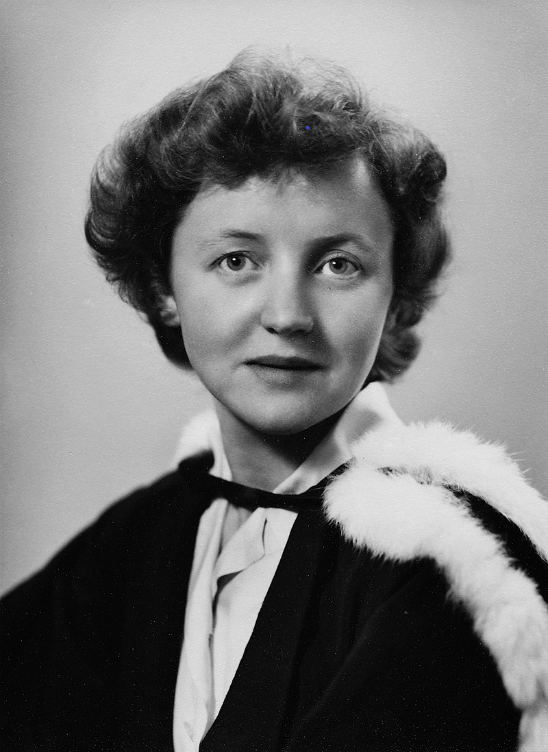 Black and white photograph of Brenda Haywood in graduation robes