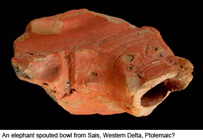 A ceramic bowl fragment with an Elephant spout