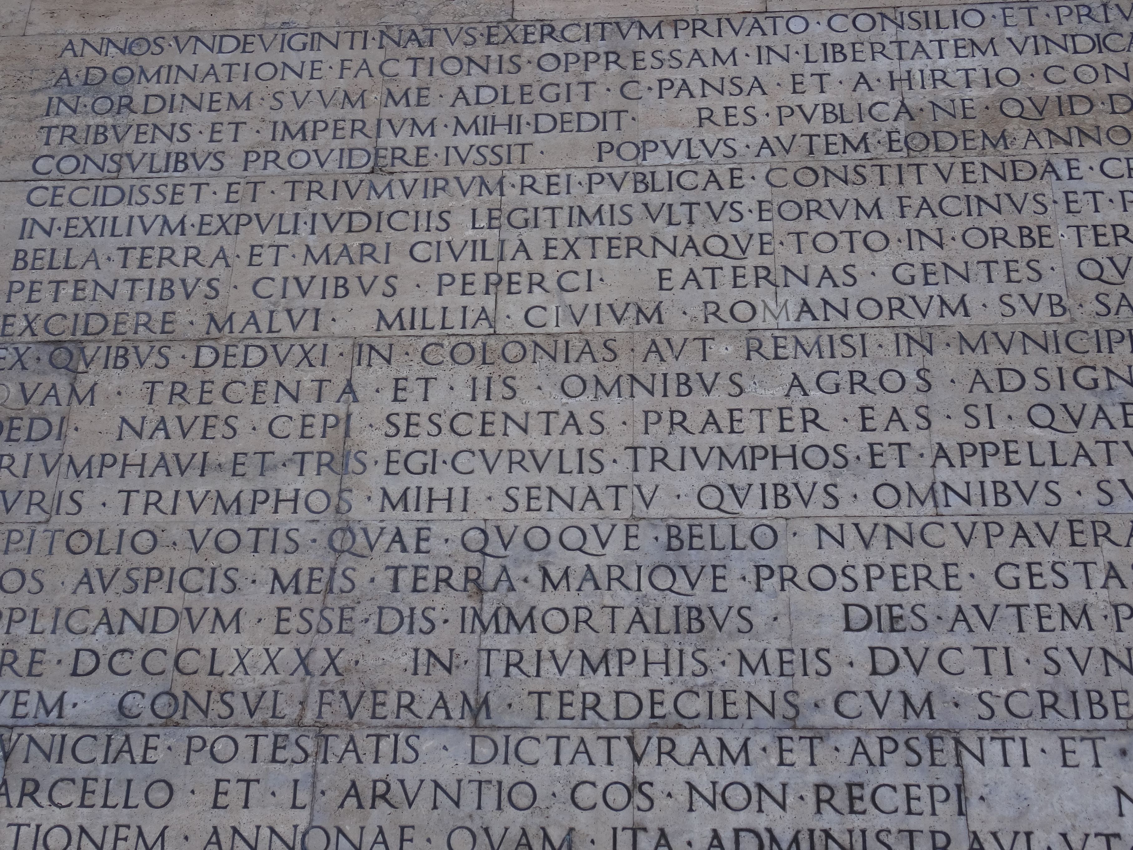 Close up of the Res Gestae of Augustus