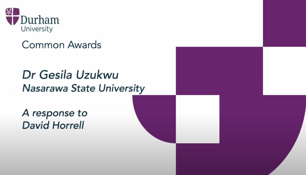 Screenshot of Youtube video title:Dr Gesila Uzukwu Nasarawa State University. A response to David Horrell.