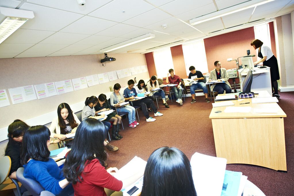 Students sitting in a classroom