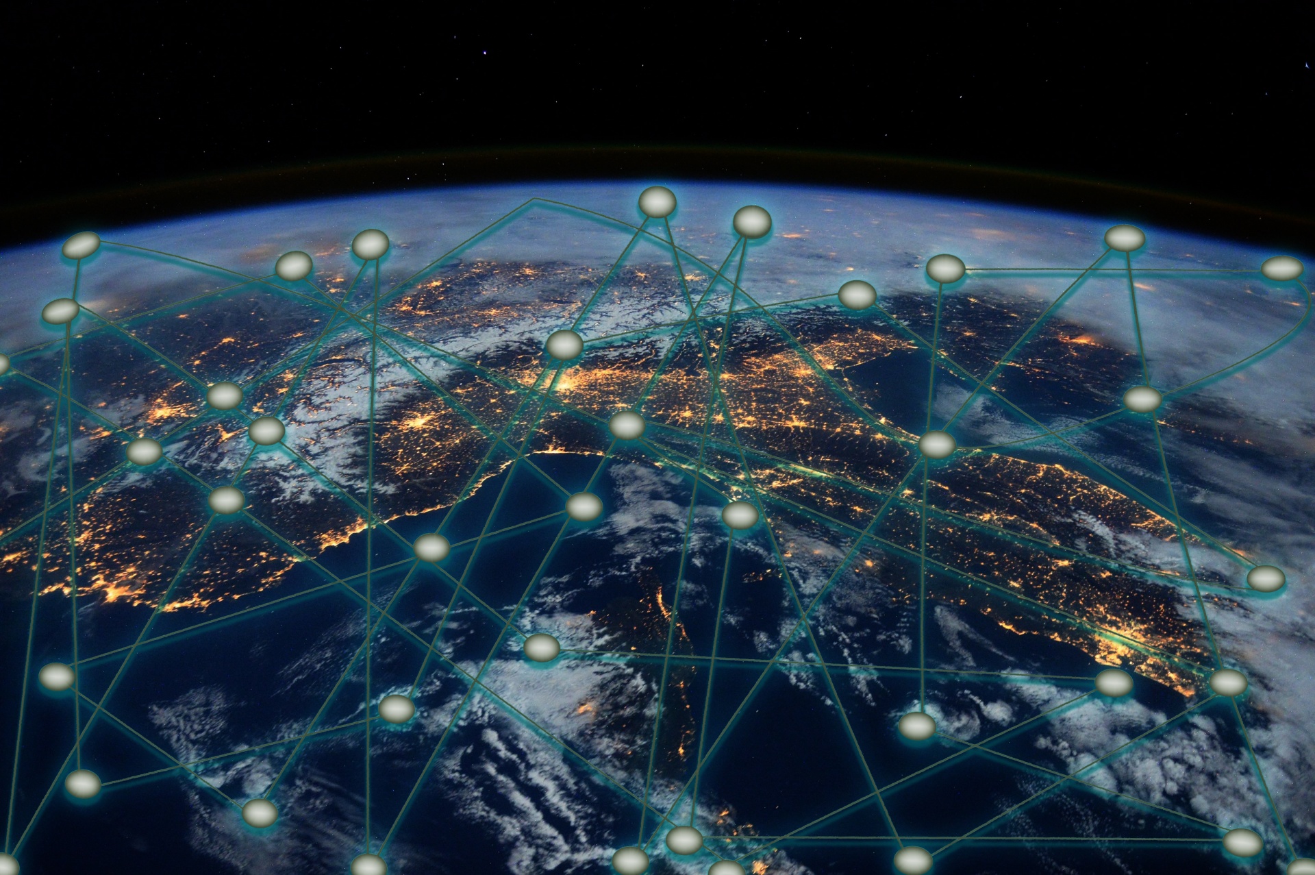 Satellite image with nodes and edges