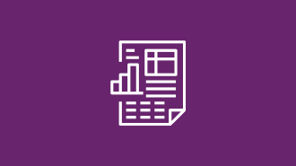 A report icon on a purple background.