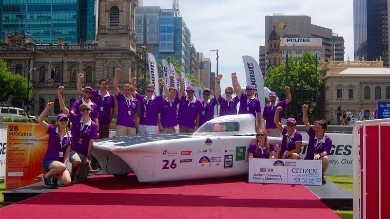 Durham University Electric Motorsport team with solar car