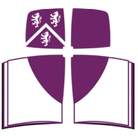 The Durham University crest rises out of an open book