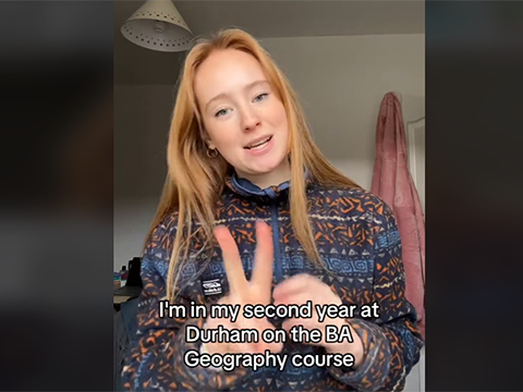 Student Elysia Sanders talking to camera