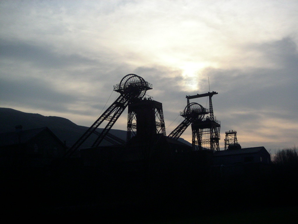 A silhouette of Rhondda Heritage Park