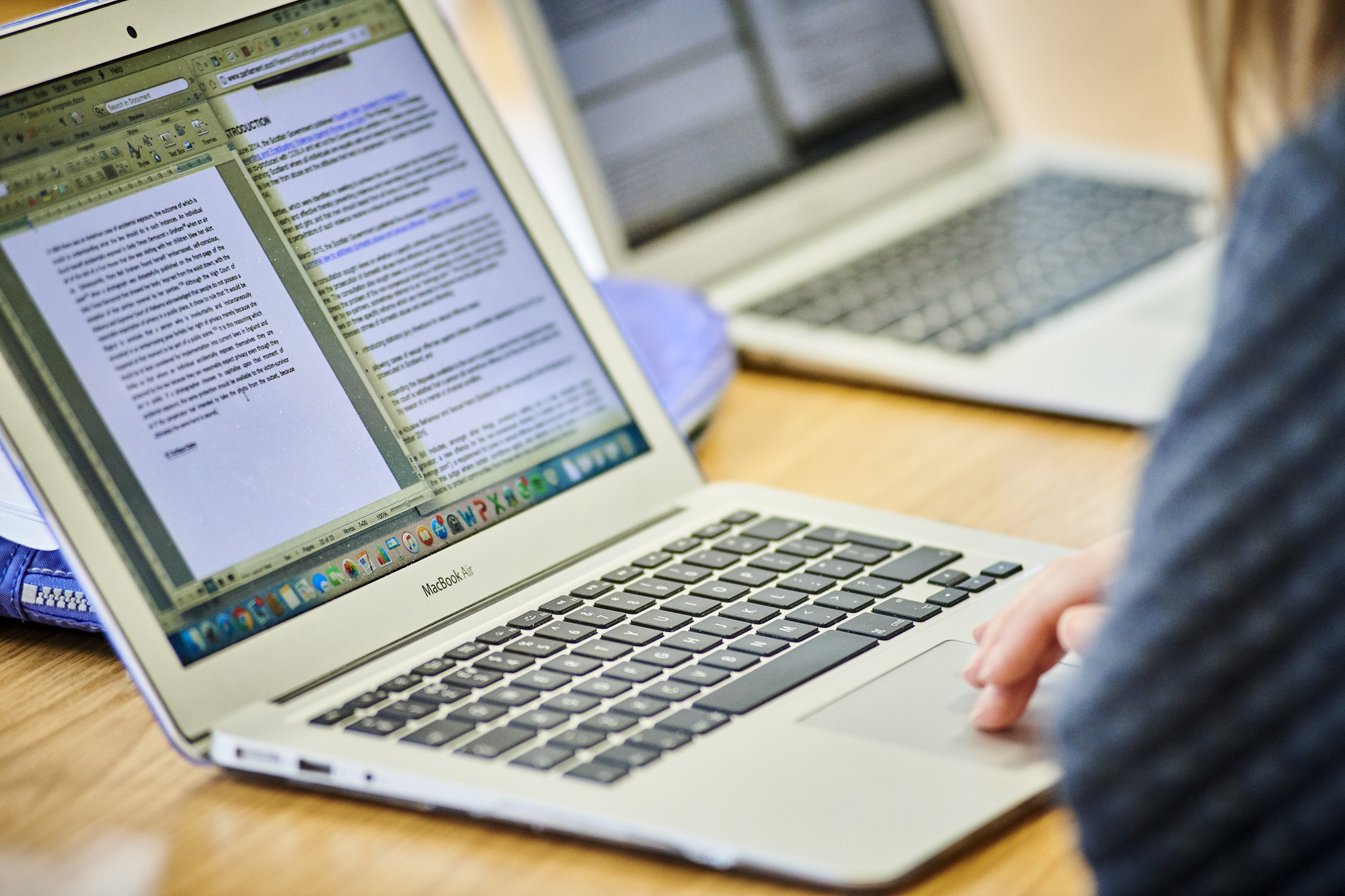 Person studying on a laptop