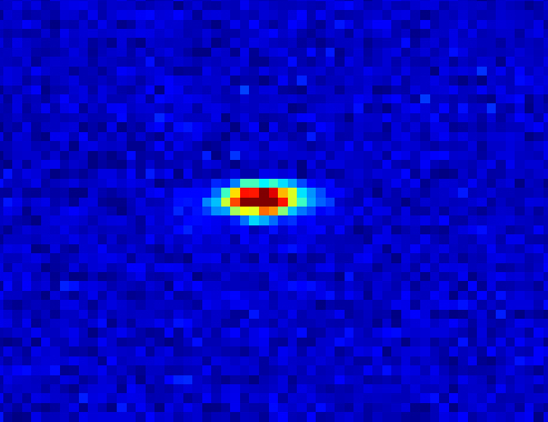 Absorption image used to detect molecules in the optical trap.