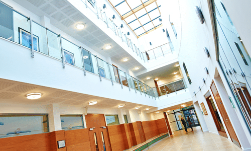 A quite corridor inside the Palatine Centre