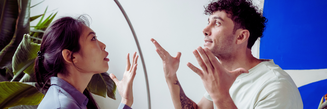 A woman and a man having an argument