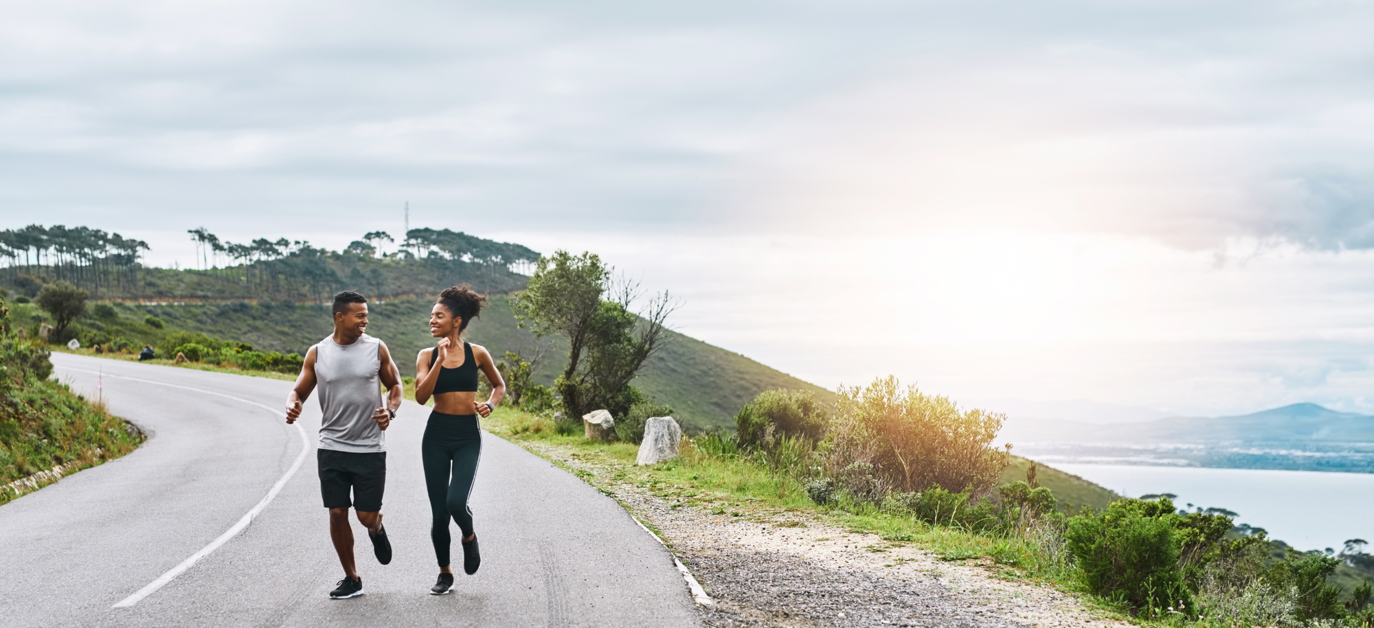 two people running in nature