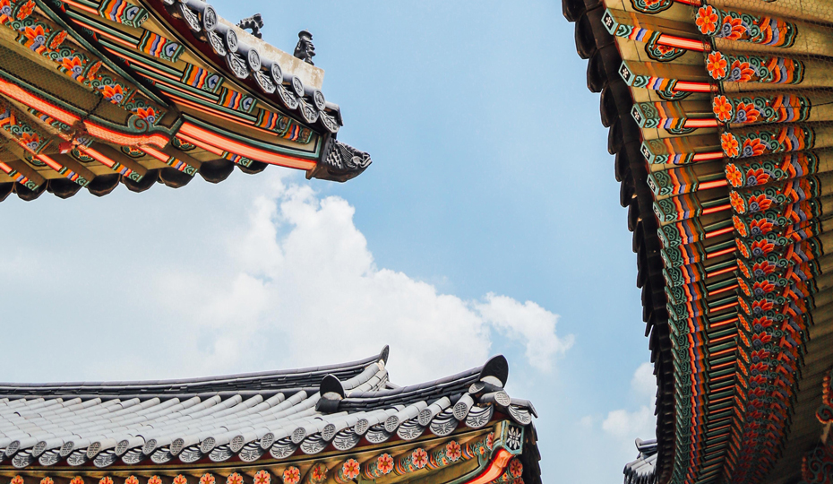South Korean temple roof ornate architecture
