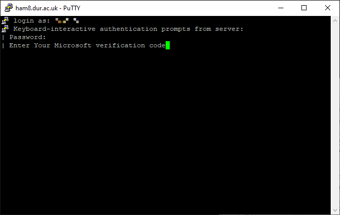 Logging in with PuTTY