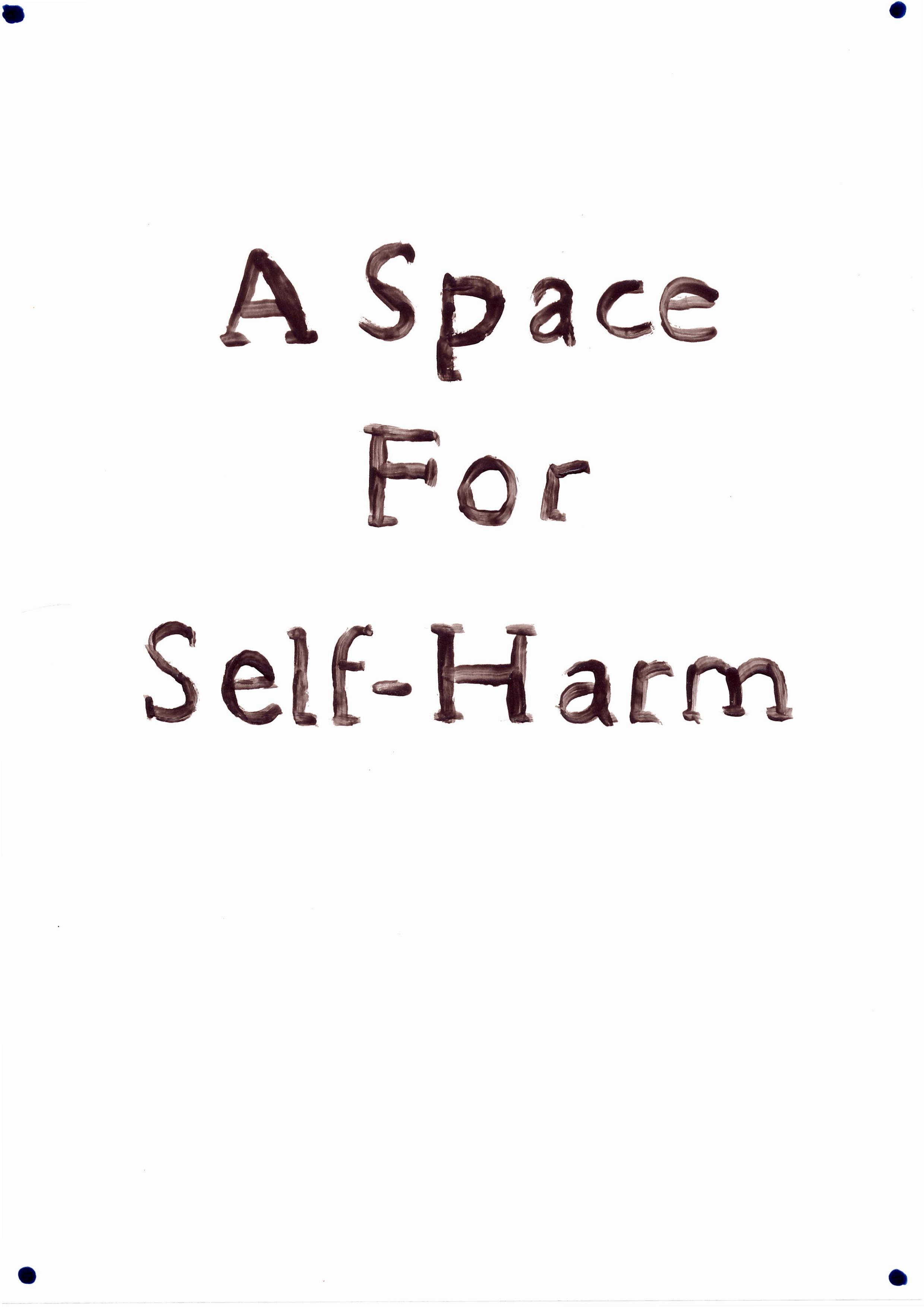 Front cover image with text 'A Space for Self-Harm'