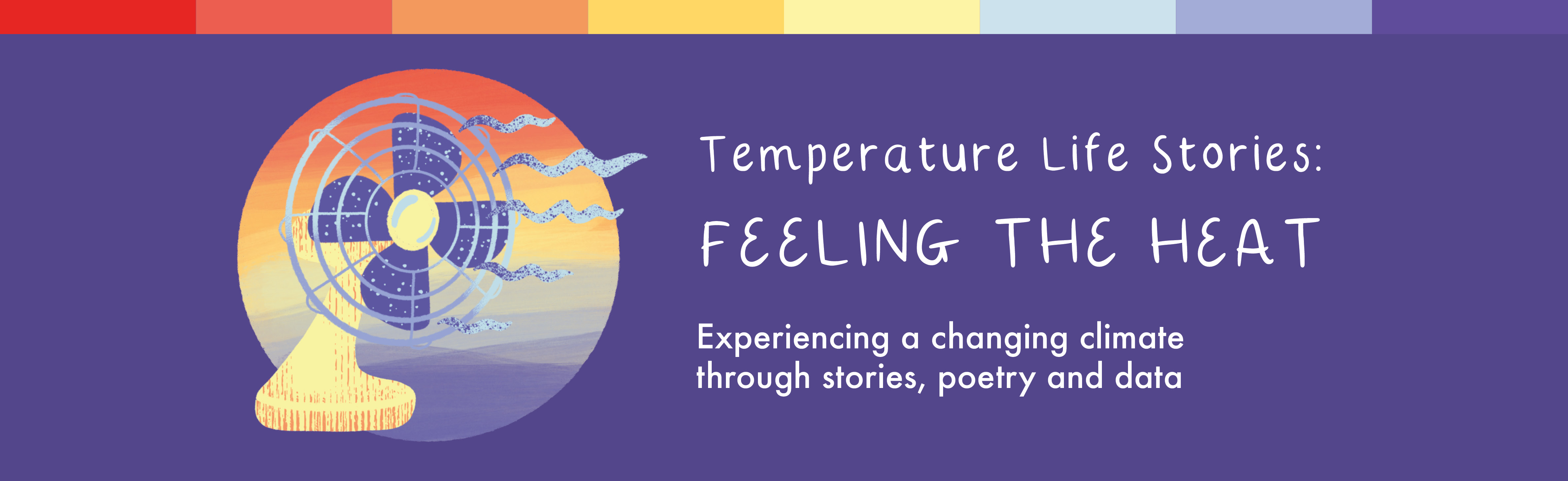 Logo for Temperature Life Stories with illustrated image of a fan on the left