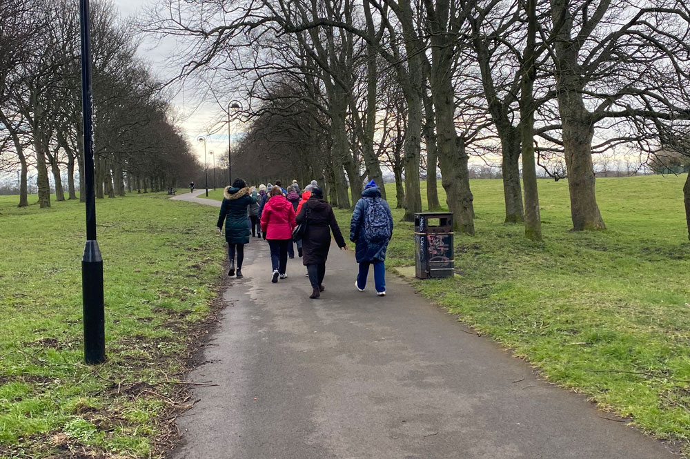 A group walking outside