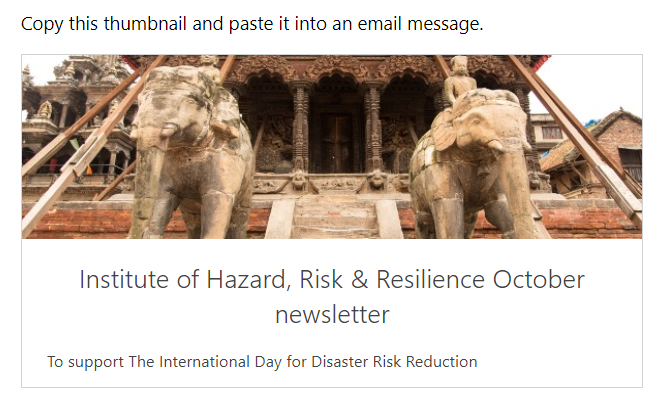 Institute of Hazard, Risk & Resilience October newsletter