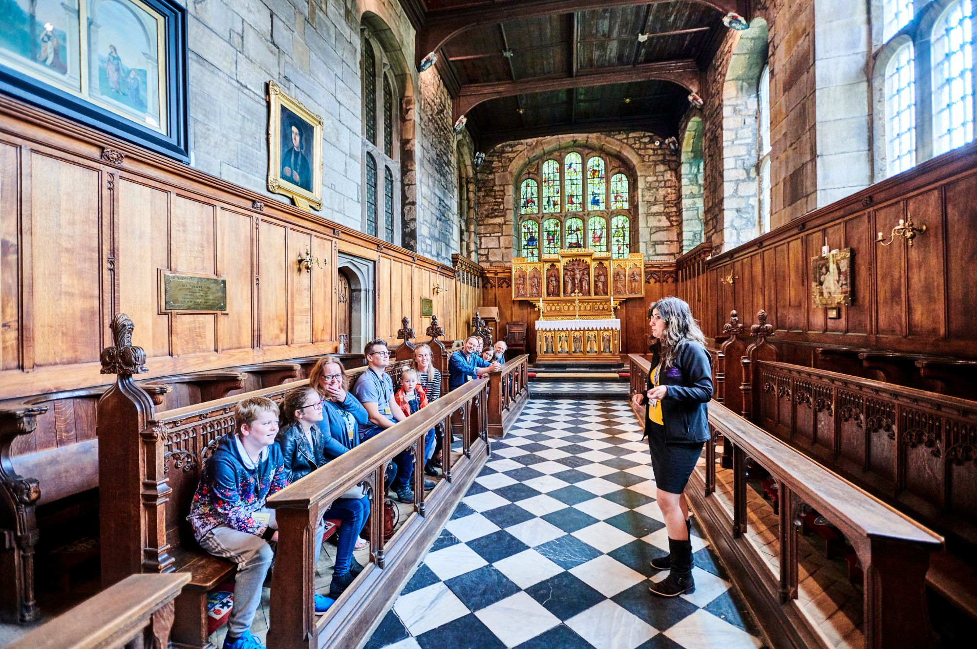 Tour group in Durham Castle